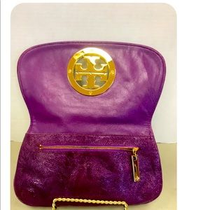 Authentic“Tory Burch”-Cracked Leather”Clutch Purse